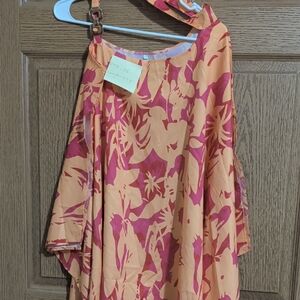 Tropical Orange and Pink Floral Dress